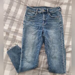 American Eagle Next Level Stretch High Rise Womens Skinny Jeans Distressed Ankle